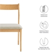 Modway Solara 7-PC Dining Set with Fabric Chair in Natural Heathered Weave Beige