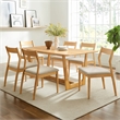 Modway Solara 7-PC Dining Set with Fabric Chair in Natural Heathered Weave Beige