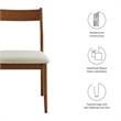 Modway Solara 7-PC Dining Set with Fabric Chair in Walnut Heathered Weave Beige