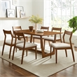 Modway Solara 7-PC Dining Set with Fabric Chair in Walnut Heathered Weave Beige