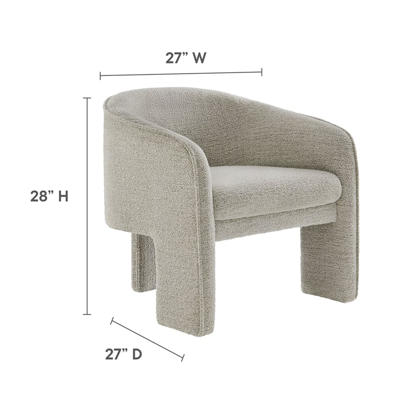 Modway Greer Boucle Fabric Upholstered Accent Armchair in Parchment