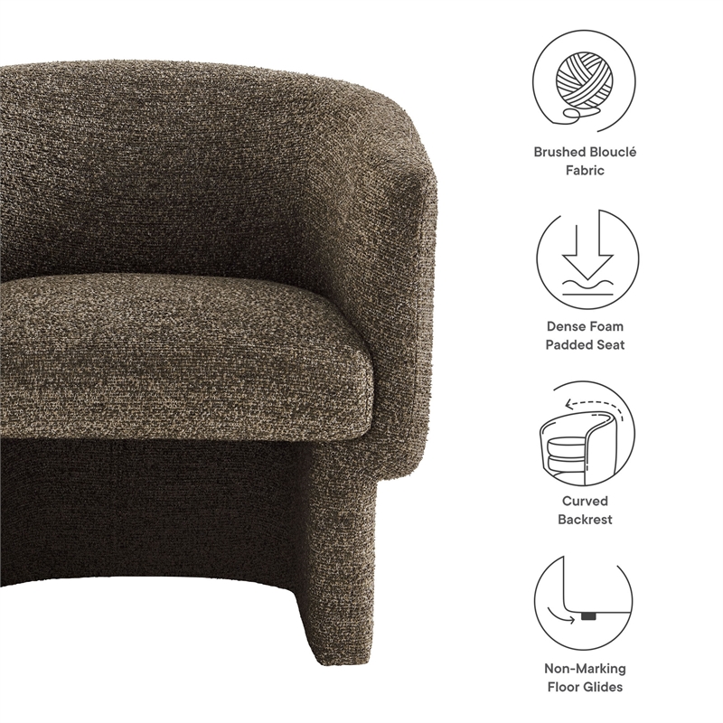 Modway Muse Boucle Fabric Upholstered Barrel Accent Chair in Antique