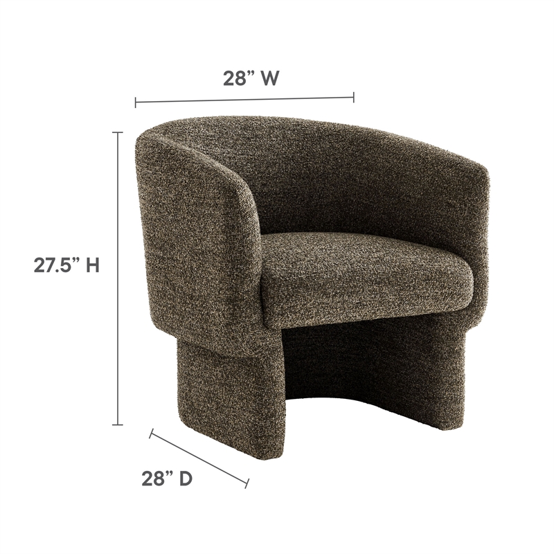 Modway Muse Boucle Fabric Upholstered Barrel Accent Chair in Antique
