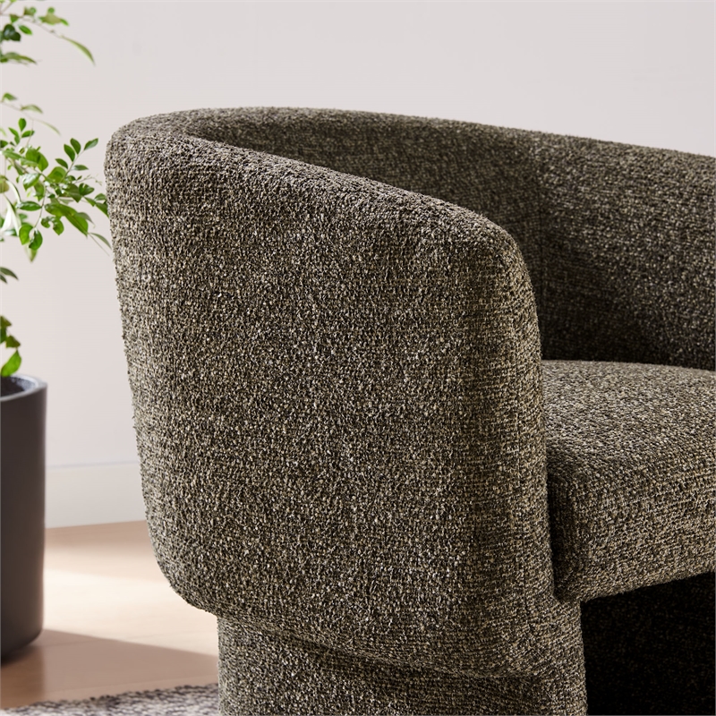 Modway Muse Boucle Fabric Upholstered Barrel Accent Chair in Antique