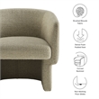 Modway Muse Boucle Fabric Upholstered Barrel Accent Chair in Cork