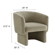 Modway Muse Boucle Fabric Upholstered Barrel Accent Chair in Cork
