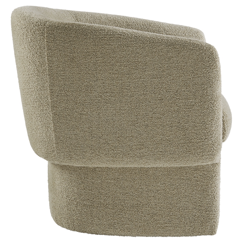 Modway Muse Boucle Fabric Upholstered Barrel Accent Chair in Cork