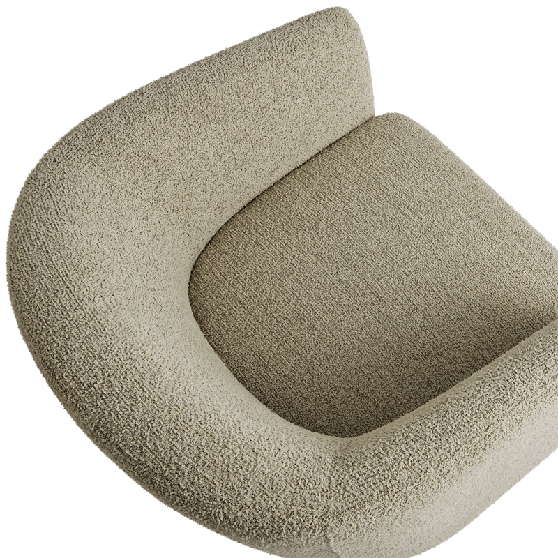Modway Muse Boucle Fabric Upholstered Barrel Accent Chair in Cork