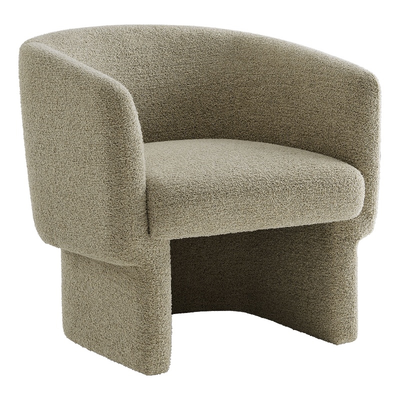 Modway Muse Boucle Fabric Upholstered Barrel Accent Chair in Cork