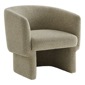 Modway Muse Boucle Fabric Upholstered Barrel Accent Chair in Cork