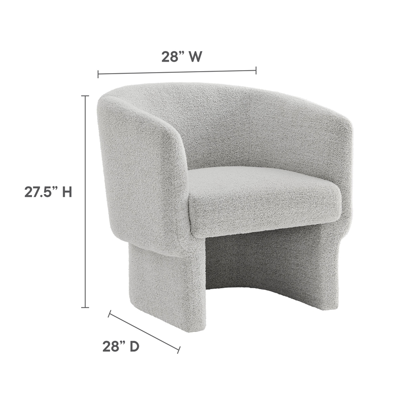Modway Muse Boucle Fabric Upholstered Barrel Accent Chair in Newsprint