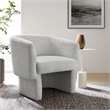Modway Muse Boucle Fabric Upholstered Barrel Accent Chair in Newsprint