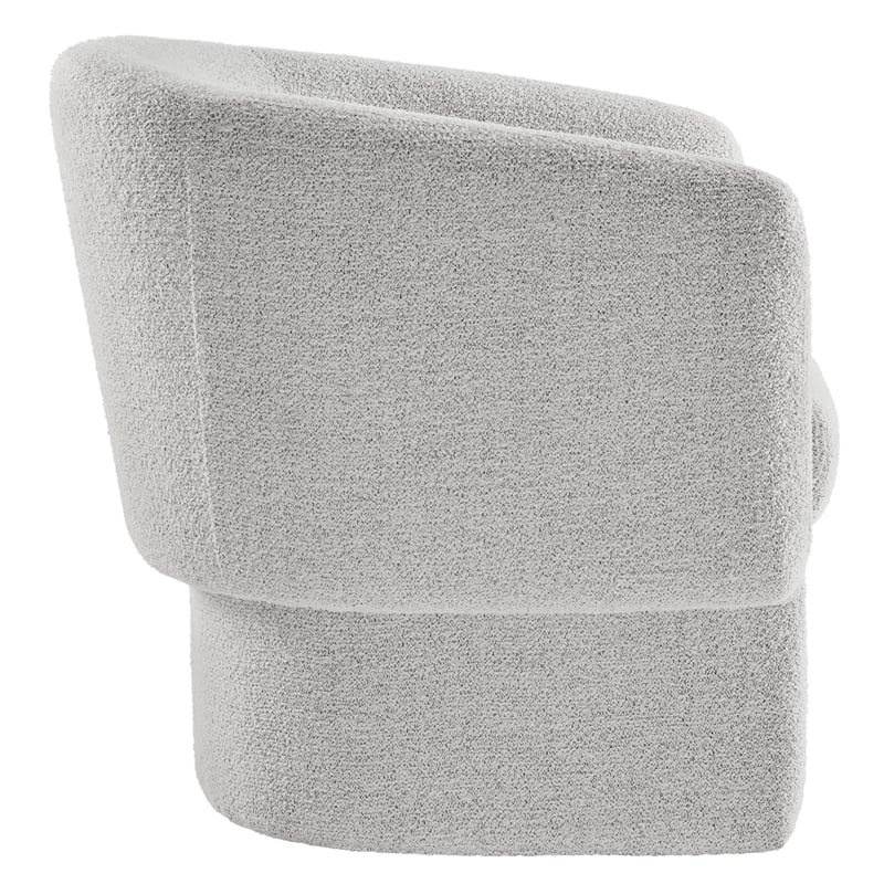 Modway Muse Boucle Fabric Upholstered Barrel Accent Chair in Newsprint