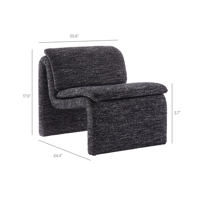 Modway Lume Boucle Fabric Upholstered Armless Accent Chair in Charcoal