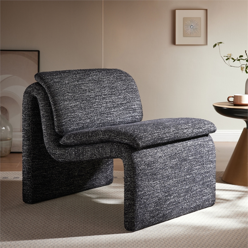 Modway Lume Boucle Fabric Upholstered Armless Accent Chair in Charcoal