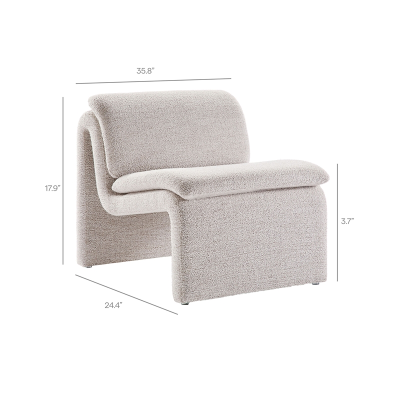 Modway Lume Boucle Fabric Upholstered Armless Accent Chair in Parchment