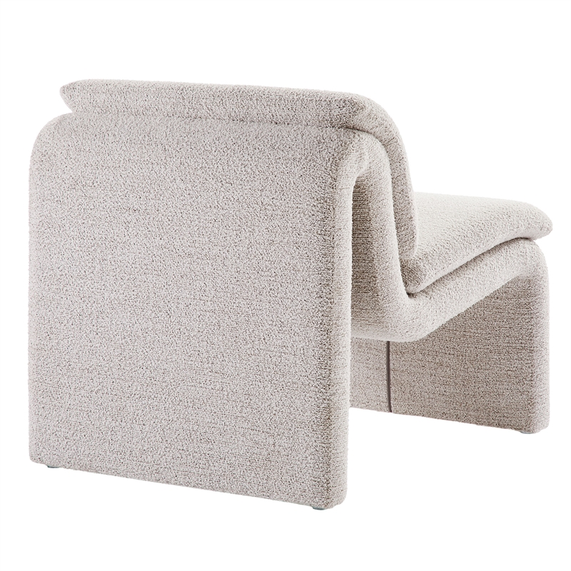 Modway Lume Boucle Fabric Upholstered Armless Accent Chair in Parchment