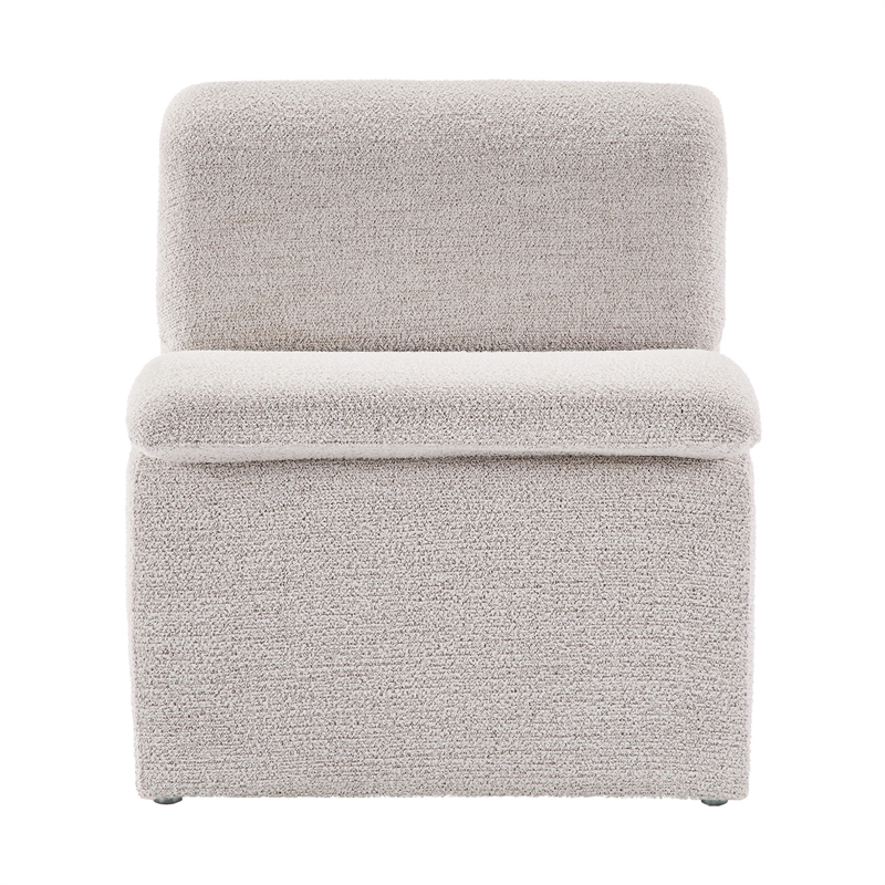 Modway Lume Boucle Fabric Upholstered Armless Accent Chair in Parchment