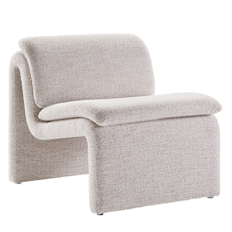 Modway Lume Boucle Fabric Upholstered Armless Accent Chair in Parchment