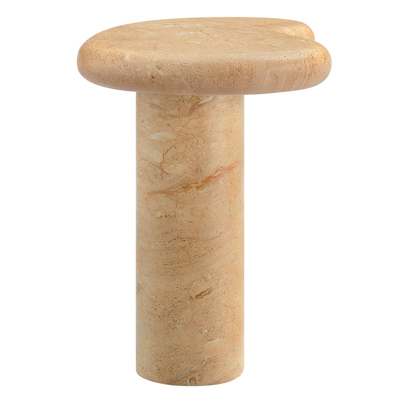 Modway Elowen Indoor/Outdoor Textured Faux Travertine End Table in Travertine