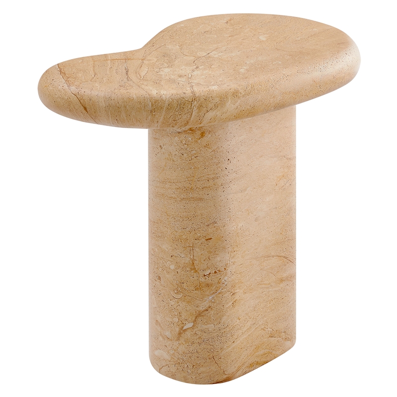 Modway Elowen Indoor/Outdoor Textured Faux Travertine End Table in Travertine