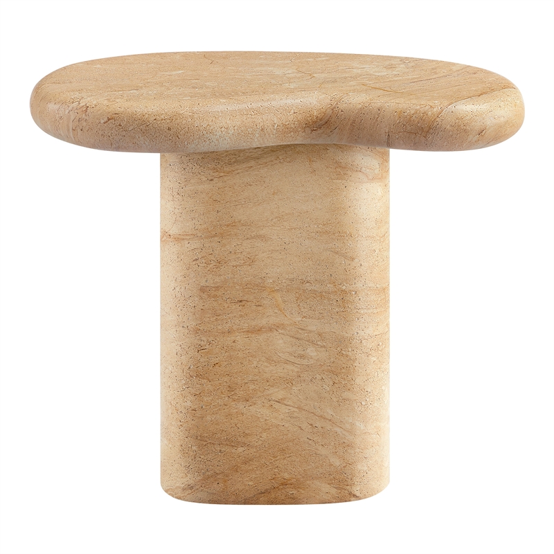 Modway Elowen Indoor/Outdoor Textured Faux Travertine End Table in Travertine
