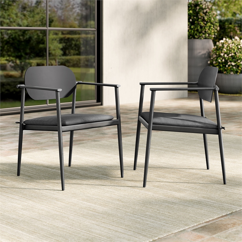 Aeris Dining Armchair Set of 2 in Charcoal