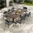 Modway Aeris Aluminum Outdoor 9-Piece Patio Dining Set in Charcoal