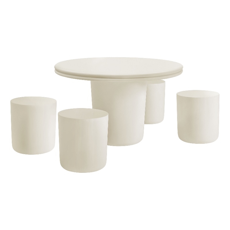 Modway Brion 5-Piece Indoor/Outdoor Concrete Dining Table Set in White