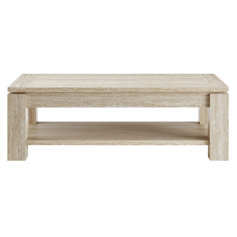 Modway Hollis Rectangular Coffee Table in Travertine Laminate