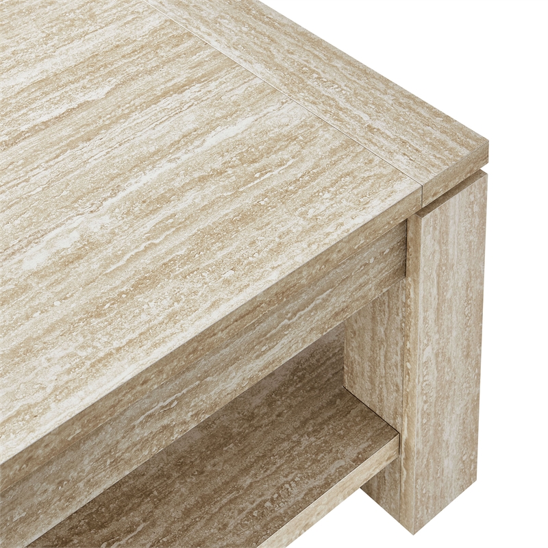 Modway Hollis Rectangular Coffee Table in Travertine Laminate