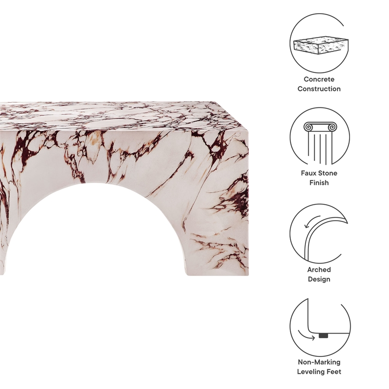 Valen Coffee Table in Red Marble