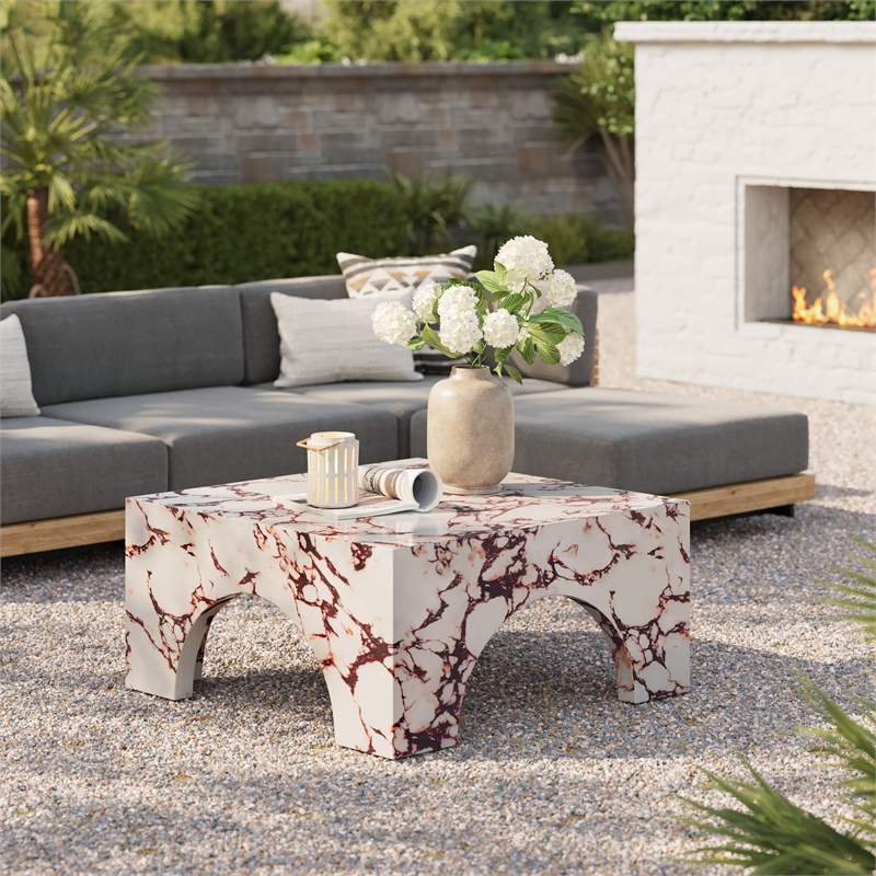Valen Coffee Table in Red Marble