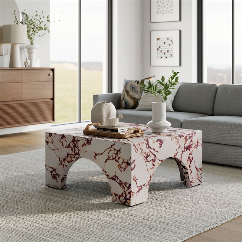 Valen Coffee Table in Red Marble