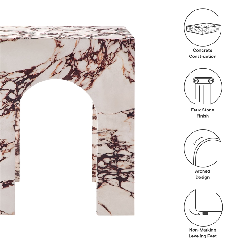 Valen Side Table in Red Marble