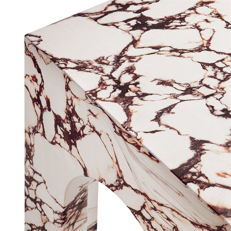 Valen Side Table in Red Marble