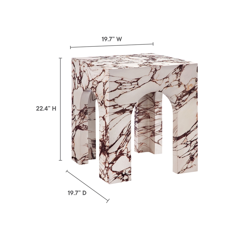 Valen Side Table in Red Marble