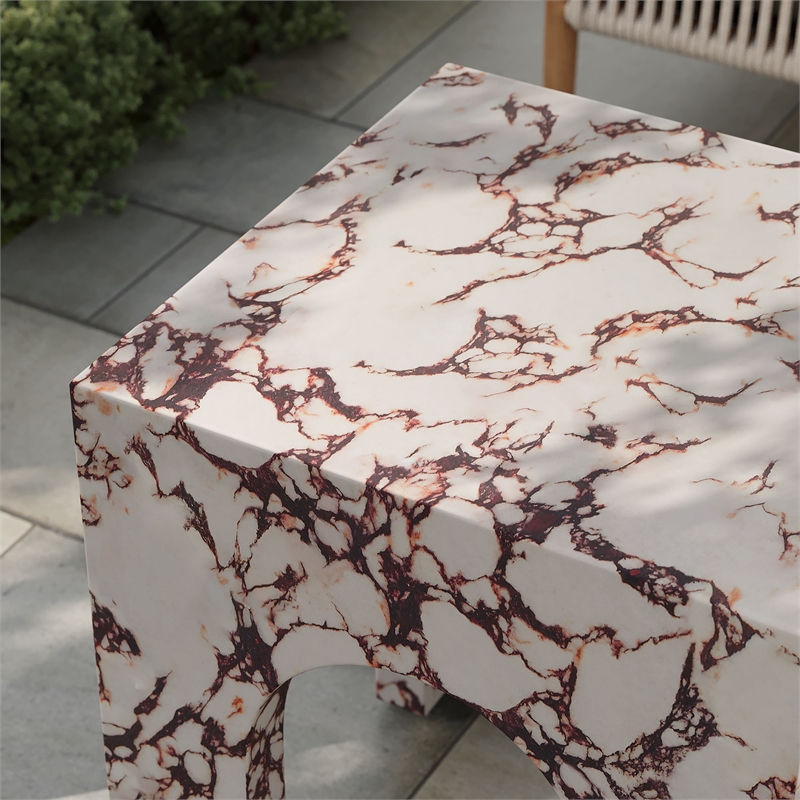 Valen Side Table in Red Marble