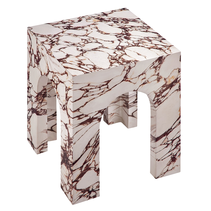 Valen Side Table in Red Marble