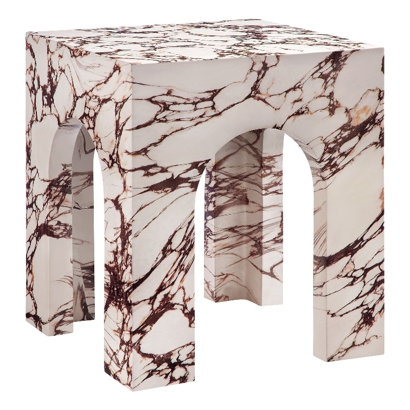 Valen Side Table in Red Marble