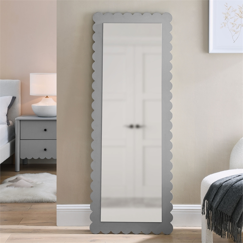 Emmeline Floor Mirror in Light Gray