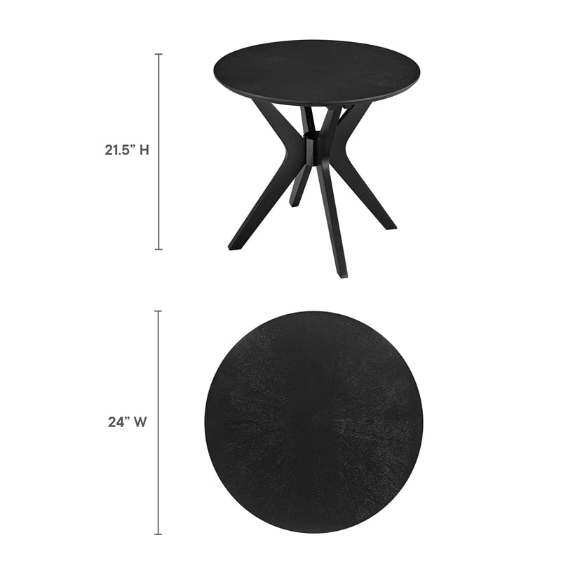 Modway Crossroads 24in Round Wood Side Table Ash Wood Veneer in Black