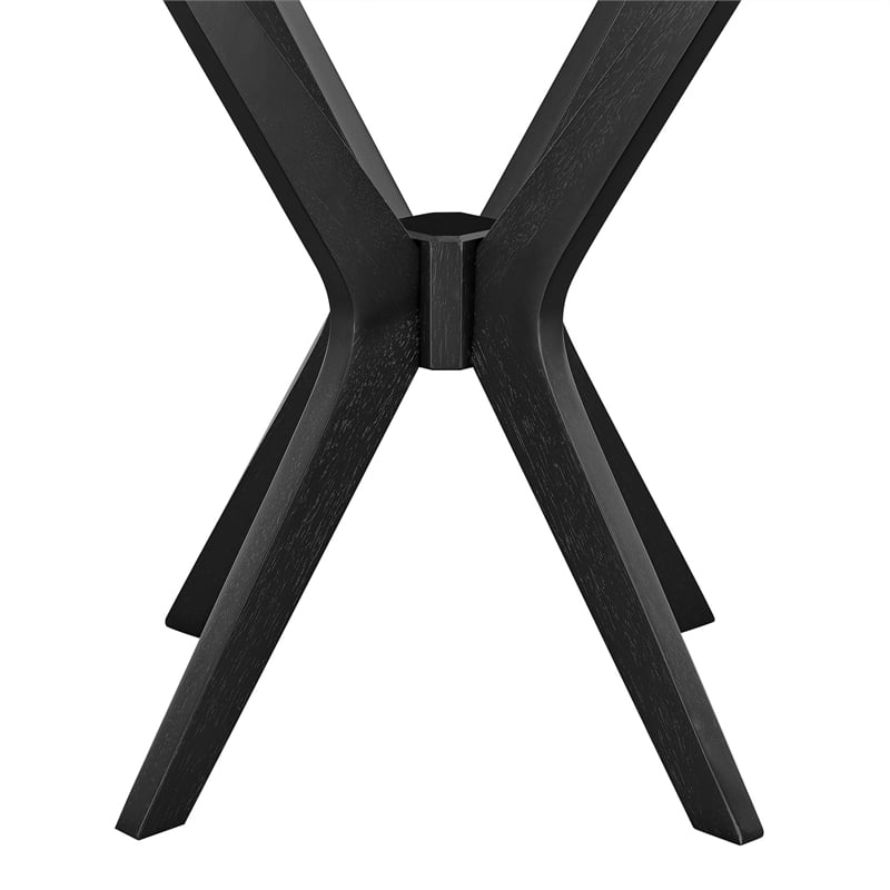 Modway Crossroads 24in Round Wood Side Table Ash Wood Veneer in Black