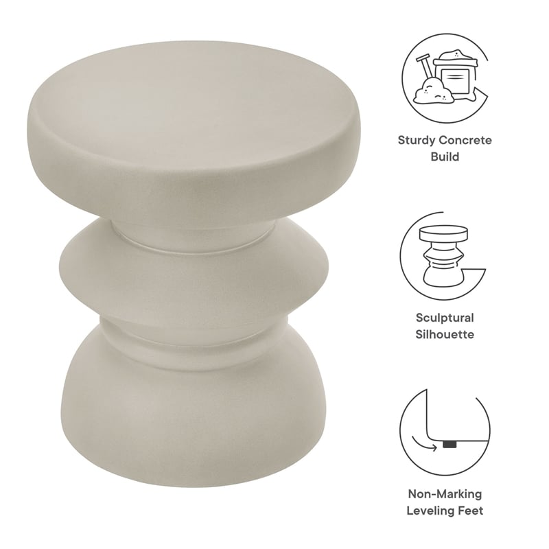 Modway Terza Indoor/Outdoor Concrete Build End Table in Light Gray