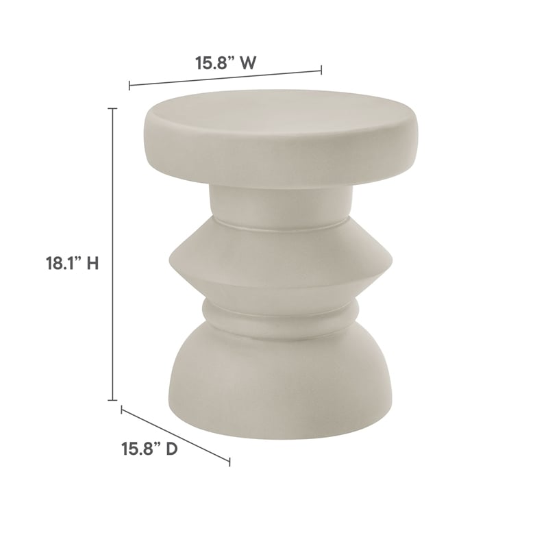 Modway Terza Indoor/Outdoor Concrete Build End Table in Light Gray