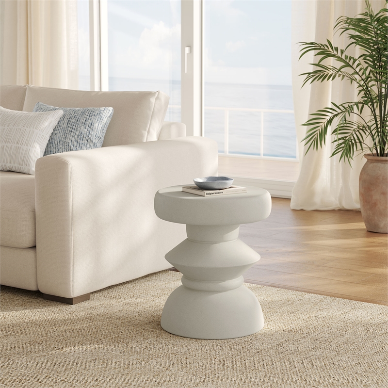 Modway Terza Indoor/Outdoor Concrete Build End Table in Light Gray