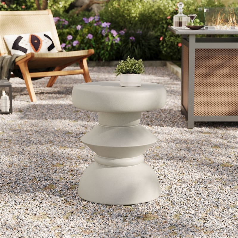 Modway Terza Indoor/Outdoor Concrete Build End Table in Light Gray