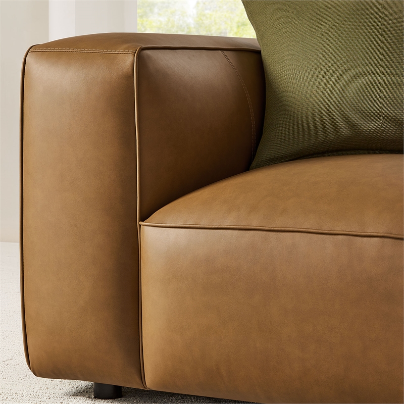 Modway Auren Vegan Leather Upholstered Armchair in Camel