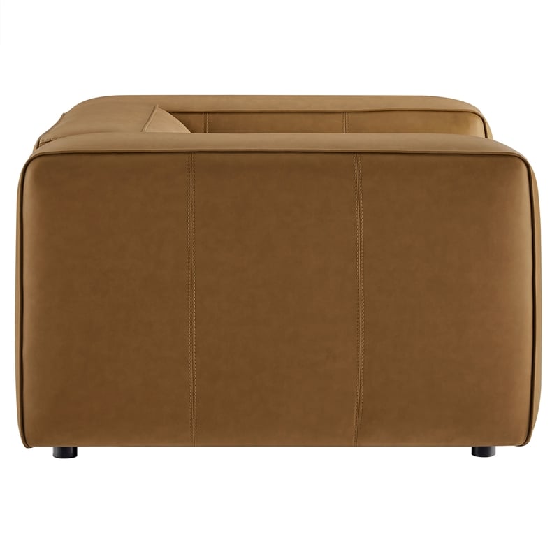 Modway Auren Vegan Leather Upholstered Armchair in Camel