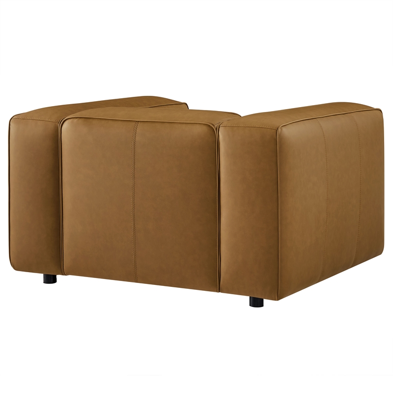 Modway Auren Vegan Leather Upholstered Armchair in Camel